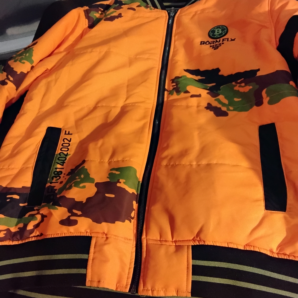 Born Fly Orange Camo Bomber Jacket